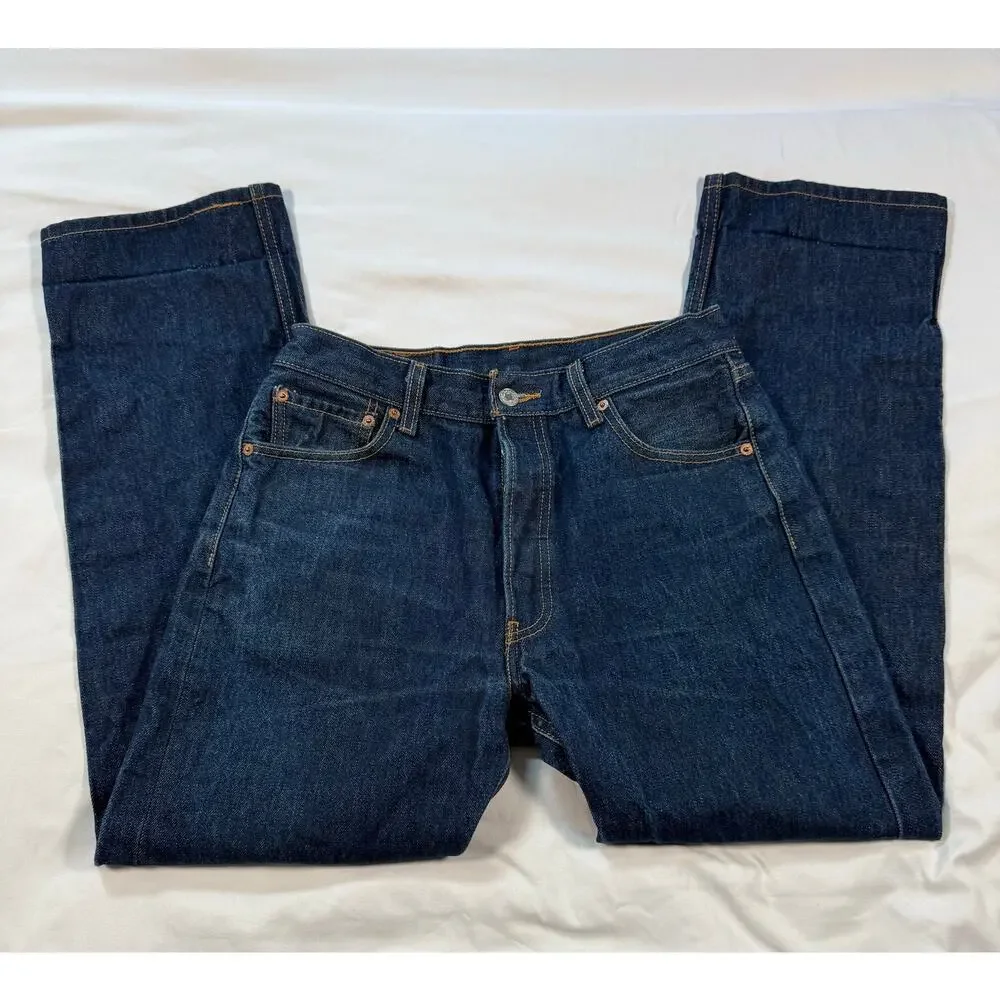 Levi's 501 Jeans Mens 31x30 Dark Wash Button Fly Straight Leg 100% Cotton